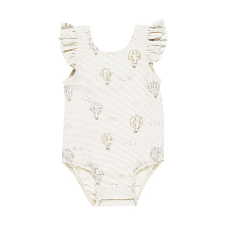 Quincy Mae Ivory Hot Air Balloons Scoop Back One Piece