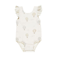 Quincy Mae Ivory Hot Air Balloons Scoop Back One Piece