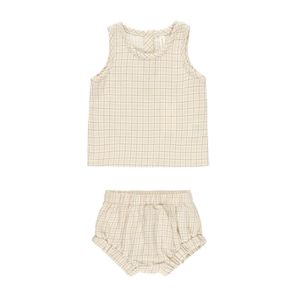 Quincy Mae Yellow Plaid Woven Tank + Short Set