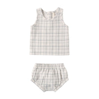 Quincy Mae Blue Plaid Woven Tank Set
