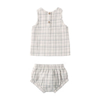 Quincy Mae Blue Plaid Woven Tank Set