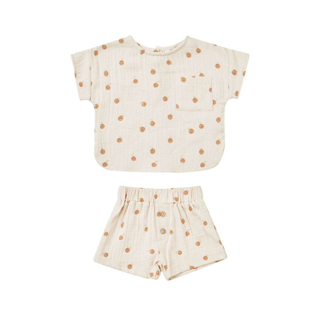 Quincy Mae Oranges Woven Boxy Top + Short Set