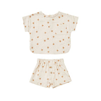 Quincy Mae Oranges Woven Boxy Top + Short Set