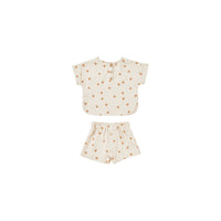 Quincy Mae Oranges Woven Boxy Top + Short Set