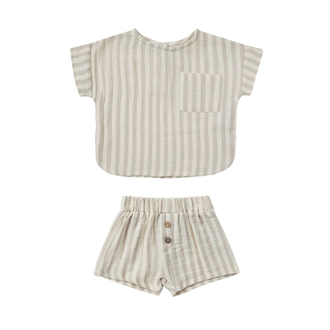 Quincy Mae Ash Stripe Woven Boxy Top + Short Set