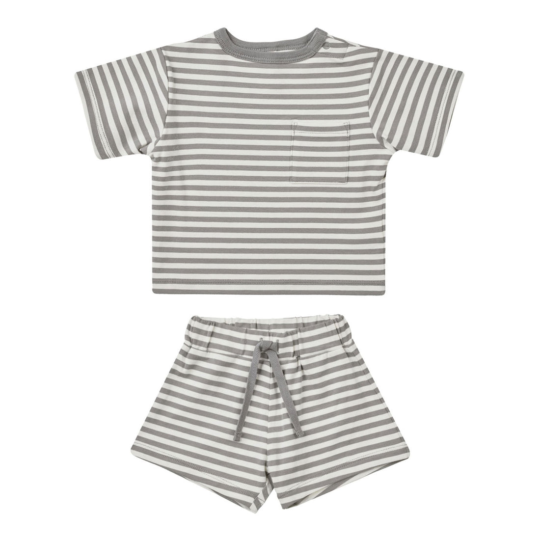 Quincy Mae Lagoon Stripe Boxy Pocket Tee + Short Set