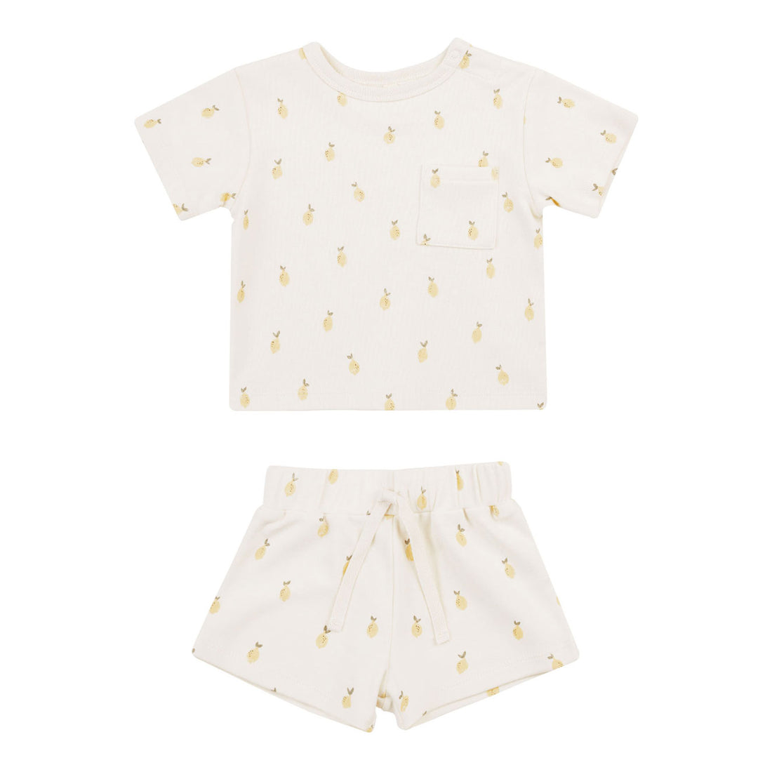 Quincy Mae Boxy Pocket Tee and Short Set - Lemons Quincy Mae Boxy Pocket Tee and Short Set - Lemons