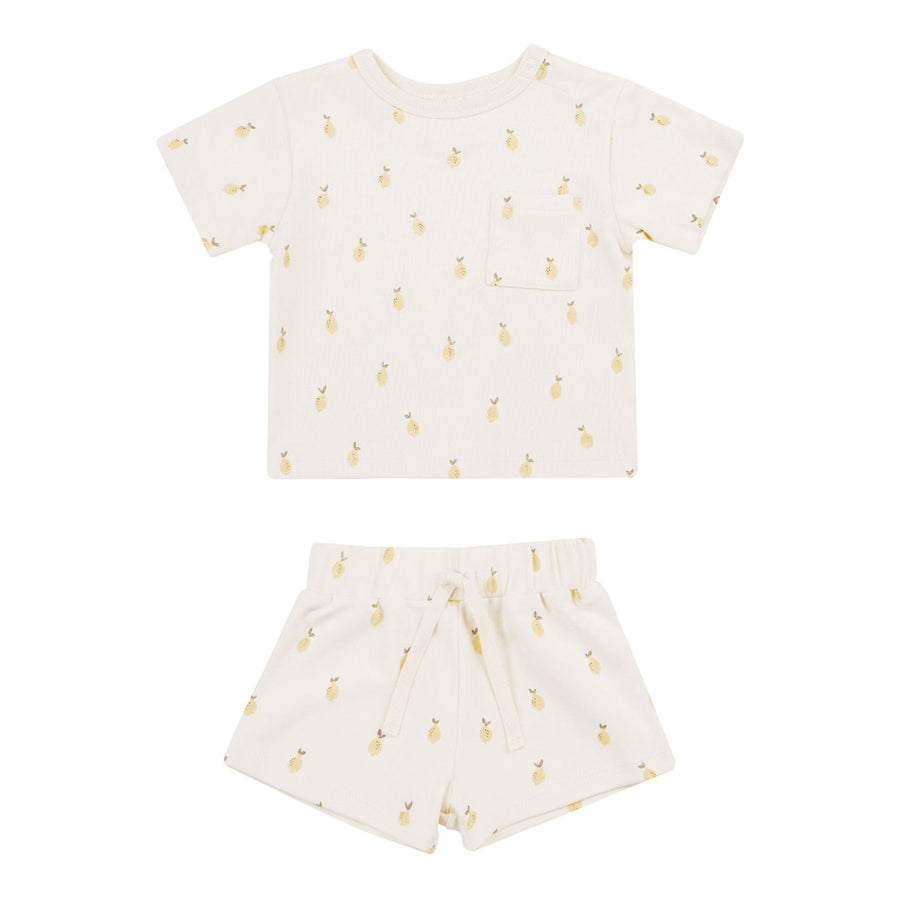 Quincy Mae Boxy Pocket Tee and Short Set - Lemons Quincy Mae Boxy Pocket Tee and Short Set - Lemons