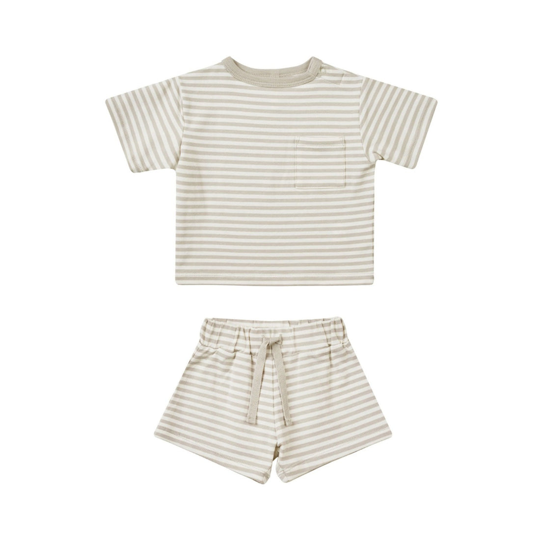 Quincy Mae Ash Stripe Boxy Pocket Tee + Short Set