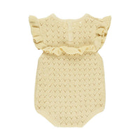 Quincy Mae Yellow Pointelle Ruffle Romper