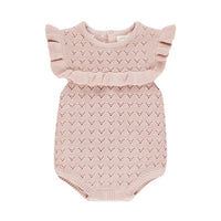 Quincy Mae Bubble Gum  Pointelle Ruffle Romper