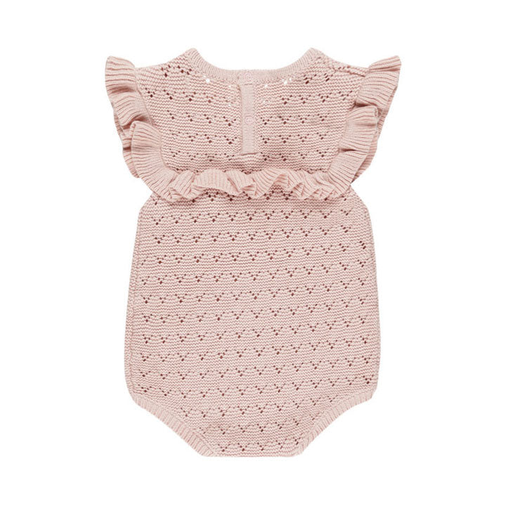 Quincy Mae Bubble Gum  Pointelle Ruffle Romper