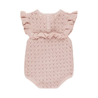 Quincy Mae Bubble Gum  Pointelle Ruffle Romper