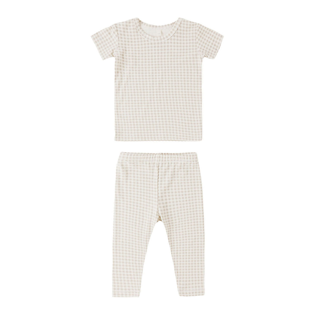 Quincy Mae Oat Gingham Bamboo Short Sleeve Pajama Set