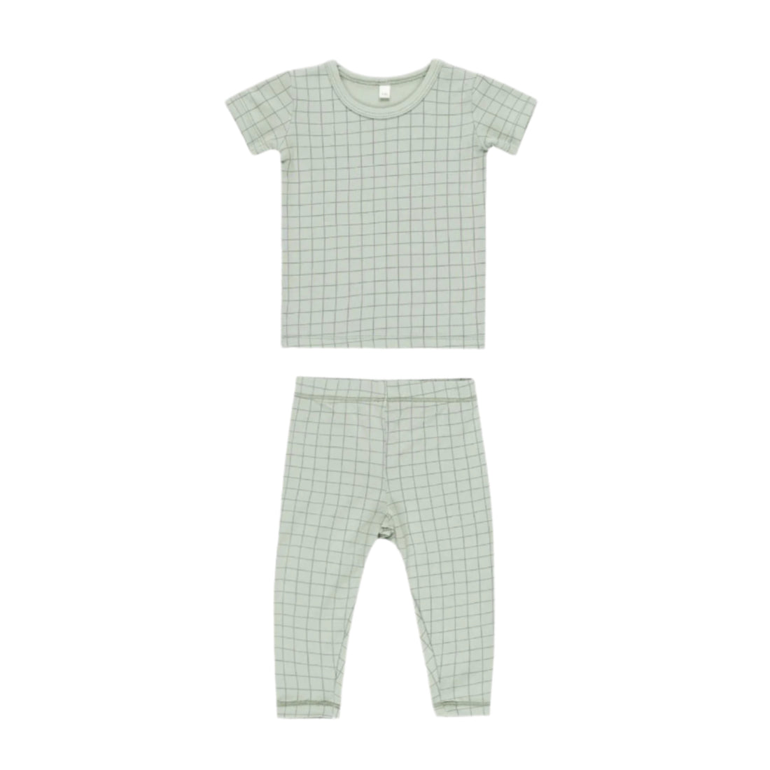 Quincy Mae Sage Grid Bamboo Short Sleeve Pajama Set