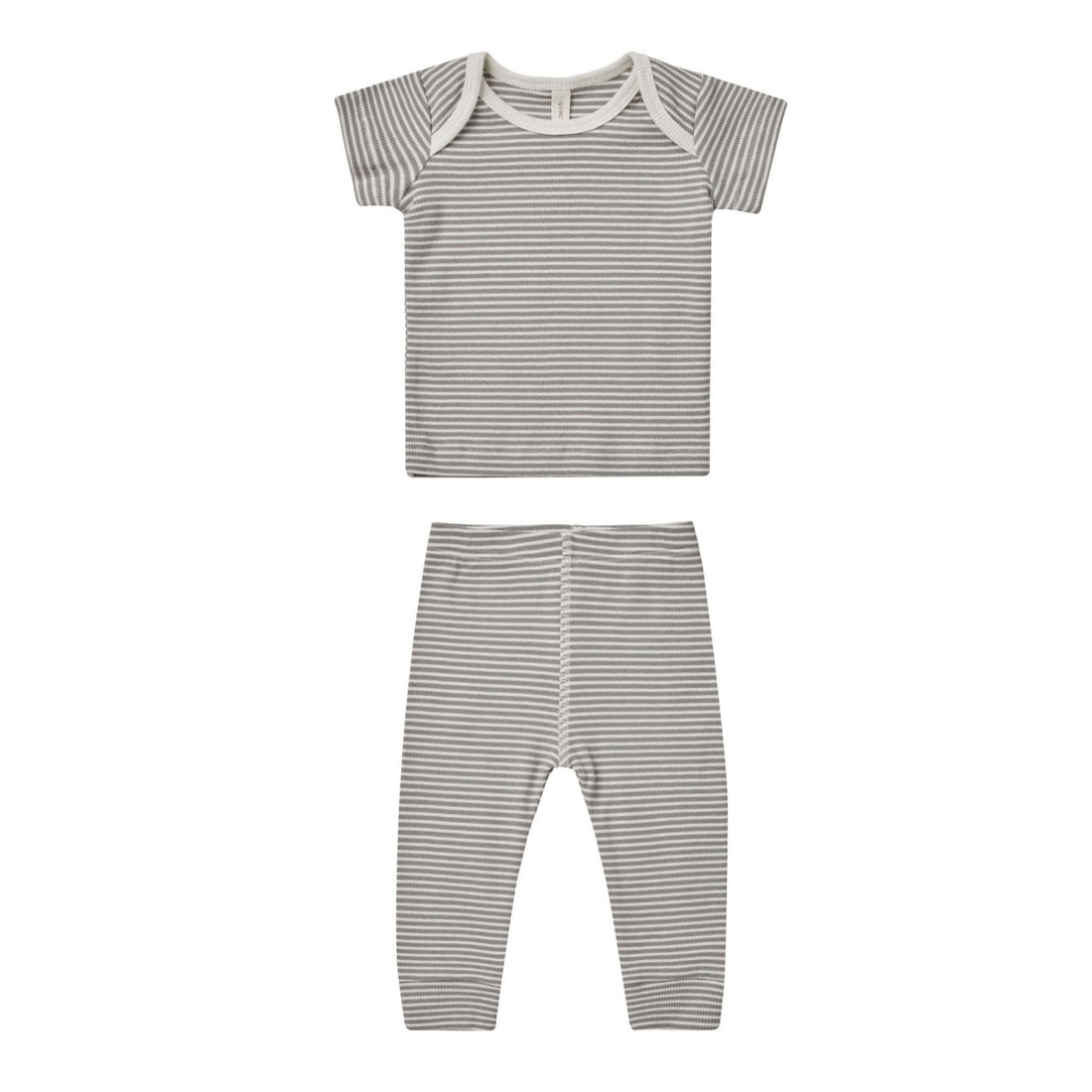 Quincy Mae Lagoon Micro Stripe Ribbed Short Sleeve Tee + Legging Set