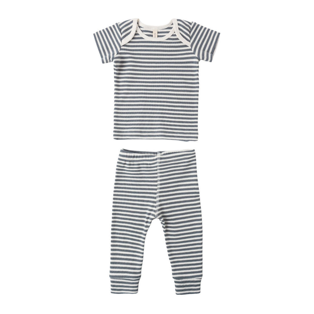 Quincy Mae Ocean Stripe Ribbed Short Sleeve Tee + Legging Set