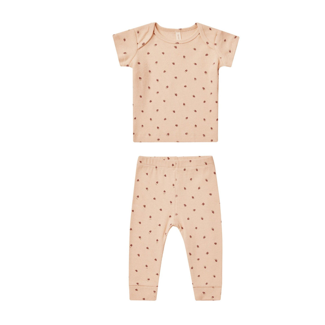 Quincy Mae Strawberries Ribbed Short Sleeve Tee + Legging Set