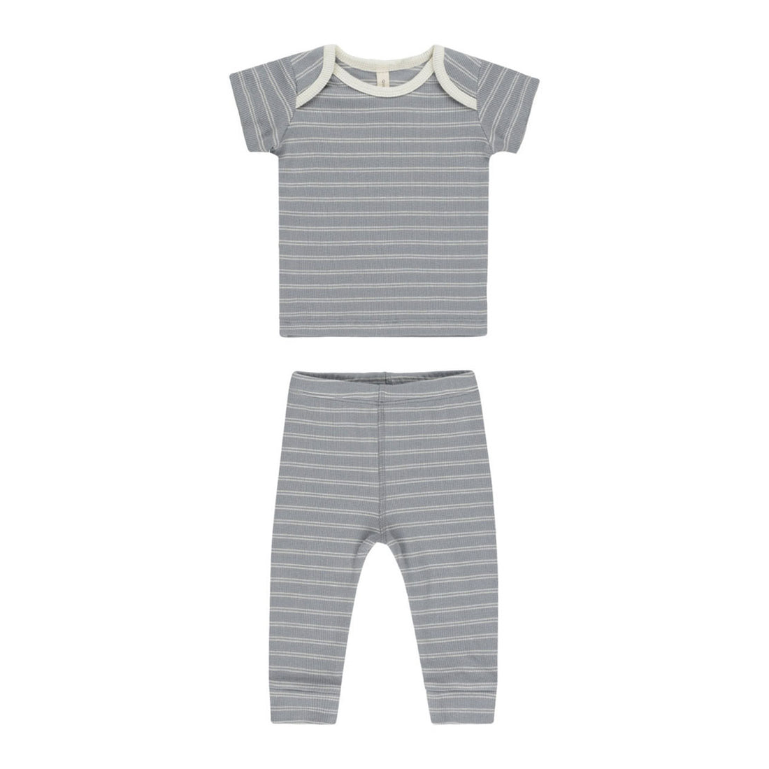 Quincy Mae Blue Pinstripe Ribbed Tee + Legging Set