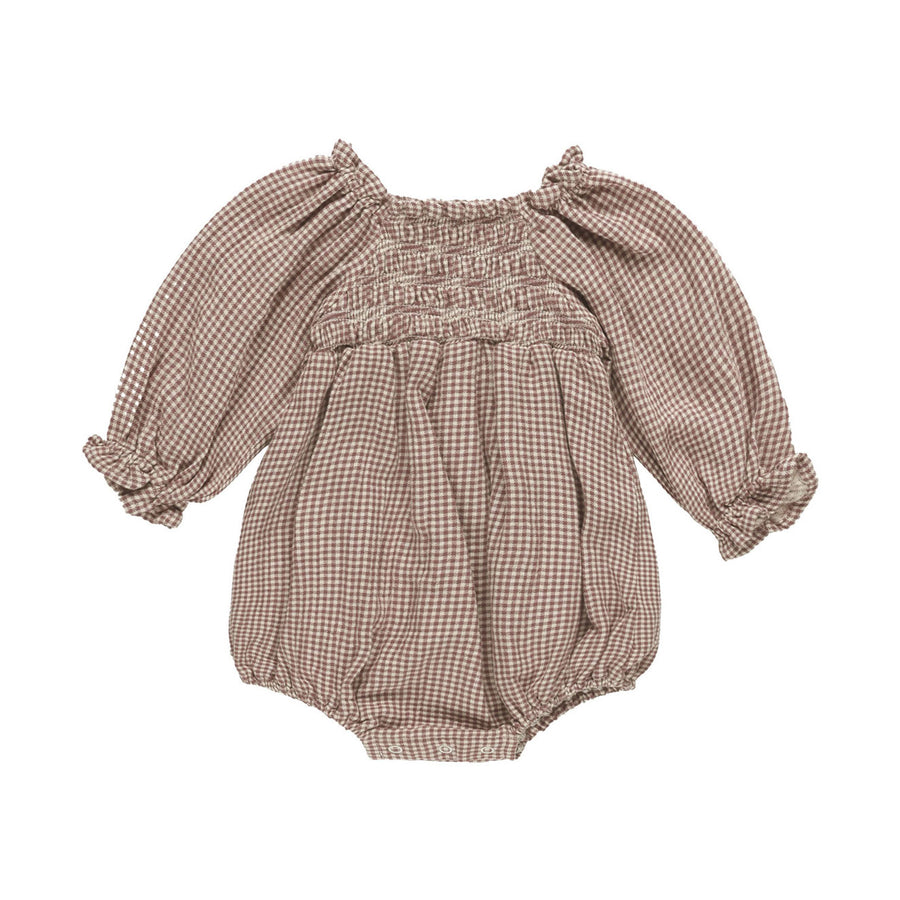 Quincy Mae Plum Gingham Eden Romper – Ladida