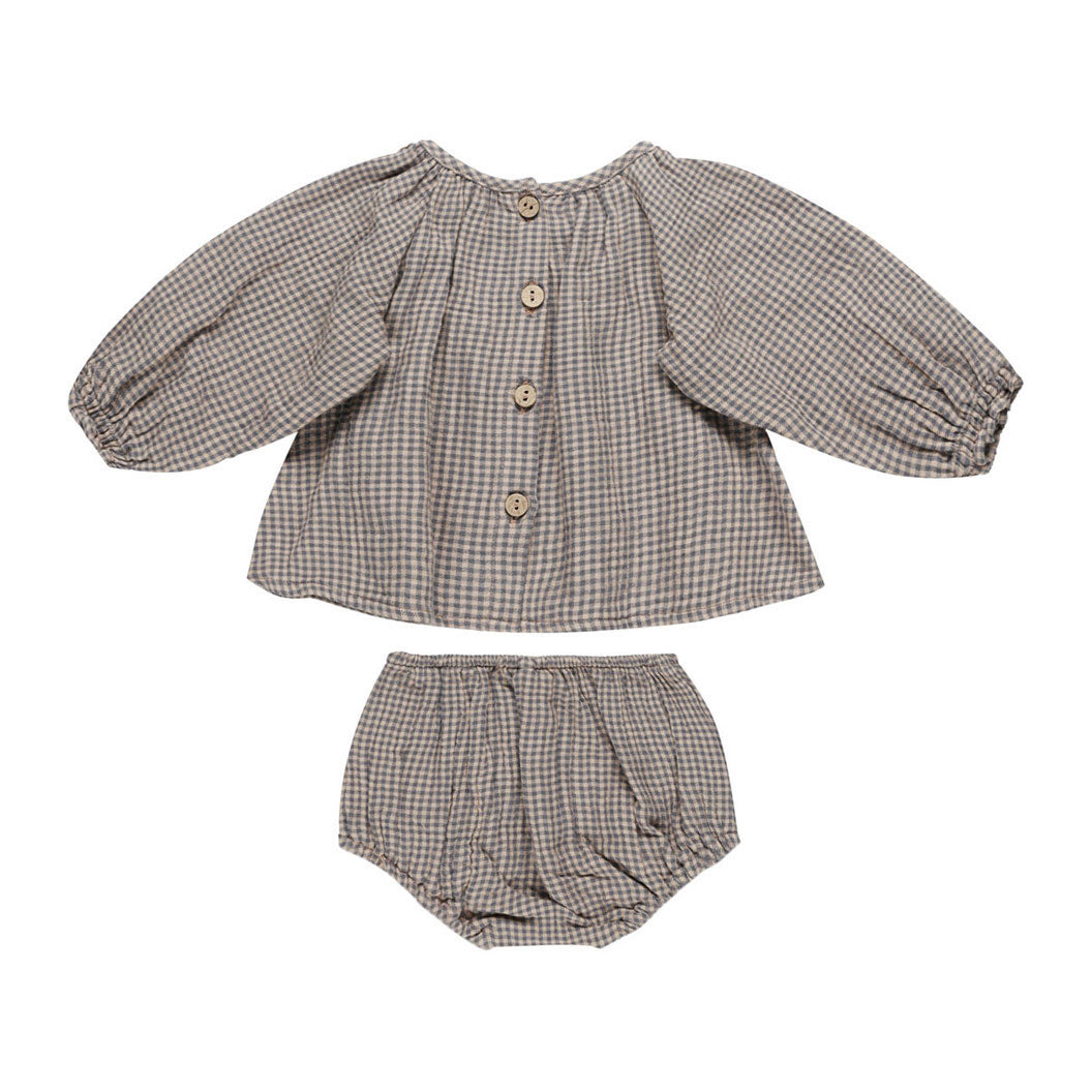 Quincy Mae Indigo Gingham Cici Set