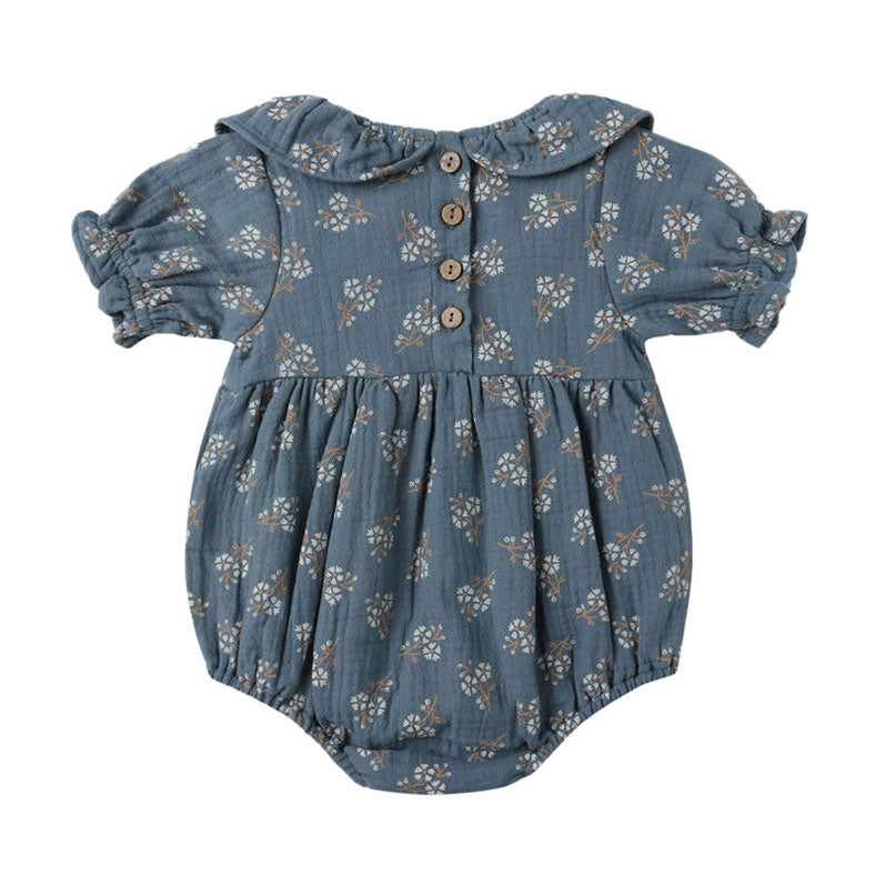 Quincy Mae Blue Floral Collared Romper
