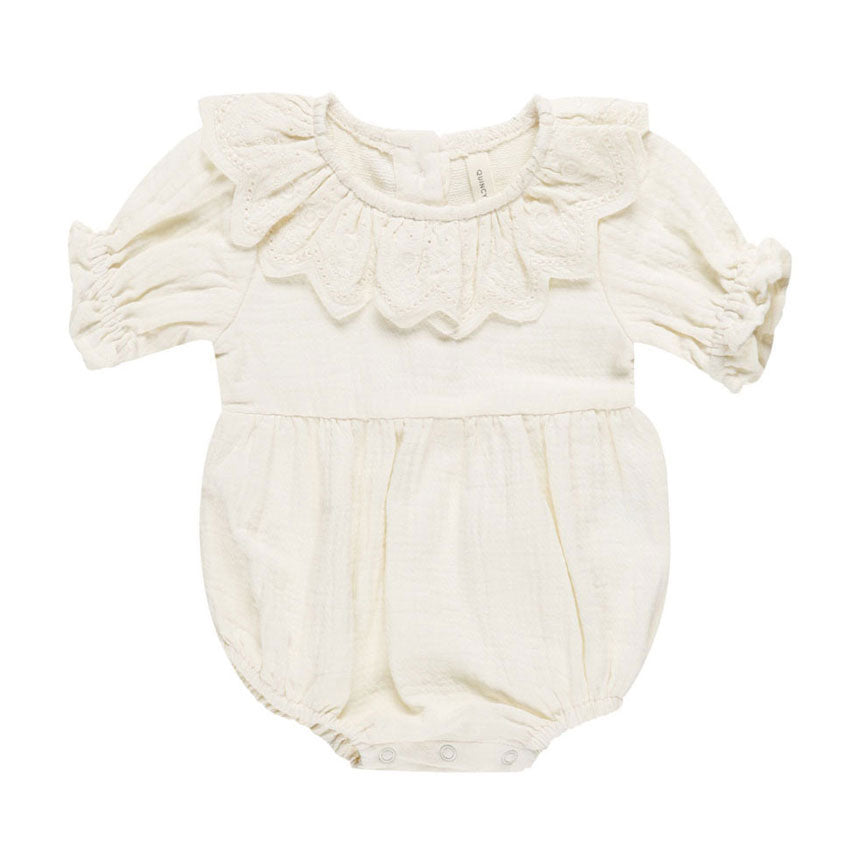 Quincy Mae Ivory Collared Romper