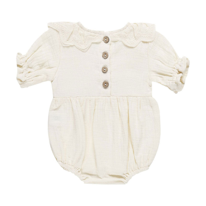 Quincy Mae Ivory Collared Romper