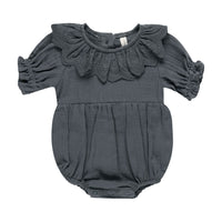Quincy Mae Indigo Collared Romper