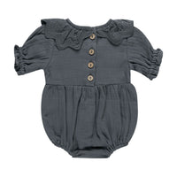 Quincy Mae Indigo Collared Romper