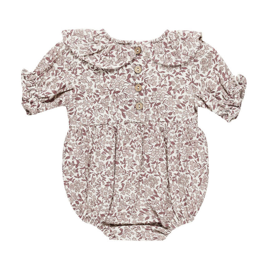 Quincy Mae Mauve Ditsy Collared Romper