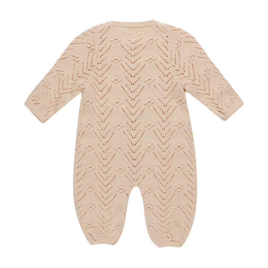 Quincy Mae Shell Long Sleeve Bobble Romper