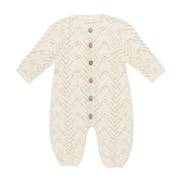 Quincy Mae Natural Long Sleeve Bobble Romper