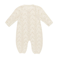 Quincy Mae Natural Long Sleeve Bobble Romper