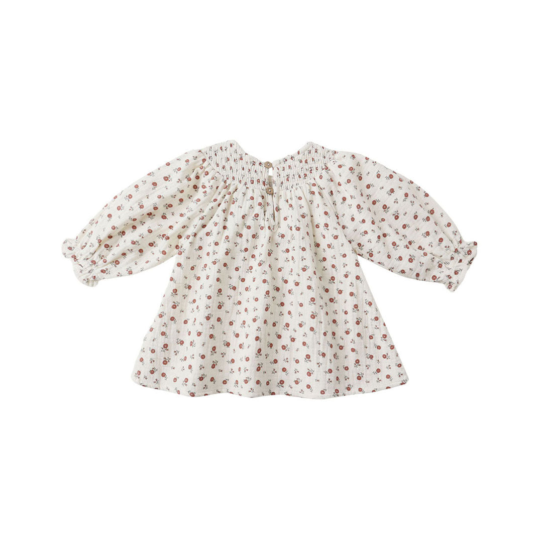 Quincy Mae Ivory Winter Ditsy V Smocked Dress