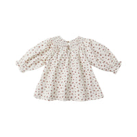 Quincy Mae Ivory Winter Ditsy V Smocked Dress