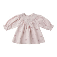 Quincy Mae Lilac Bows V Smocked Dress