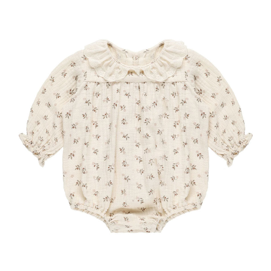 Quincy Mae Holly Berry Collared Bubble Romper