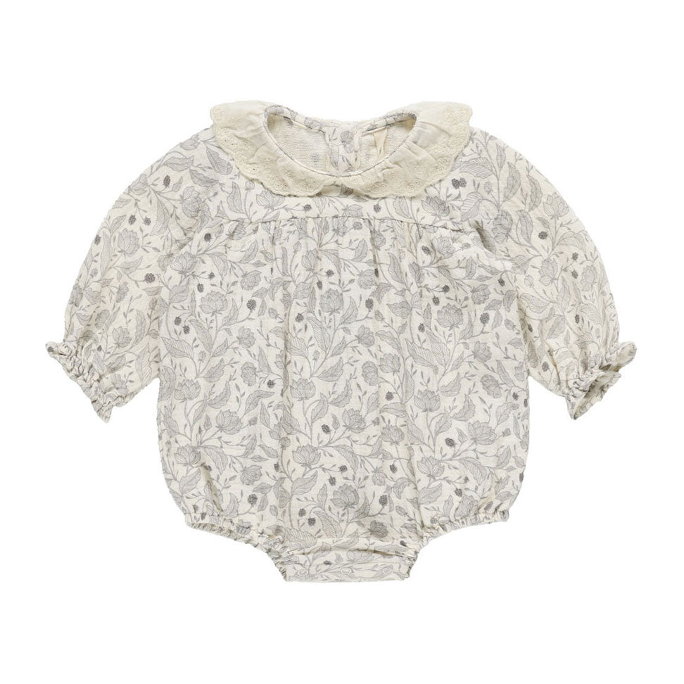 Quincy Mae Winter Floral Collared Bubble Romper