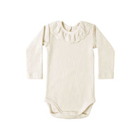 Quincy Mae Natural Ruffle Collar Bodysuit