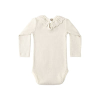 Quincy Mae Natural Ruffle Collar Bodysuit