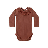 Quincy Mae Cranberry Ruffle Collar Bodysuit
