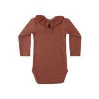 Quincy Mae Cranberry Ruffle Collar Bodysuit