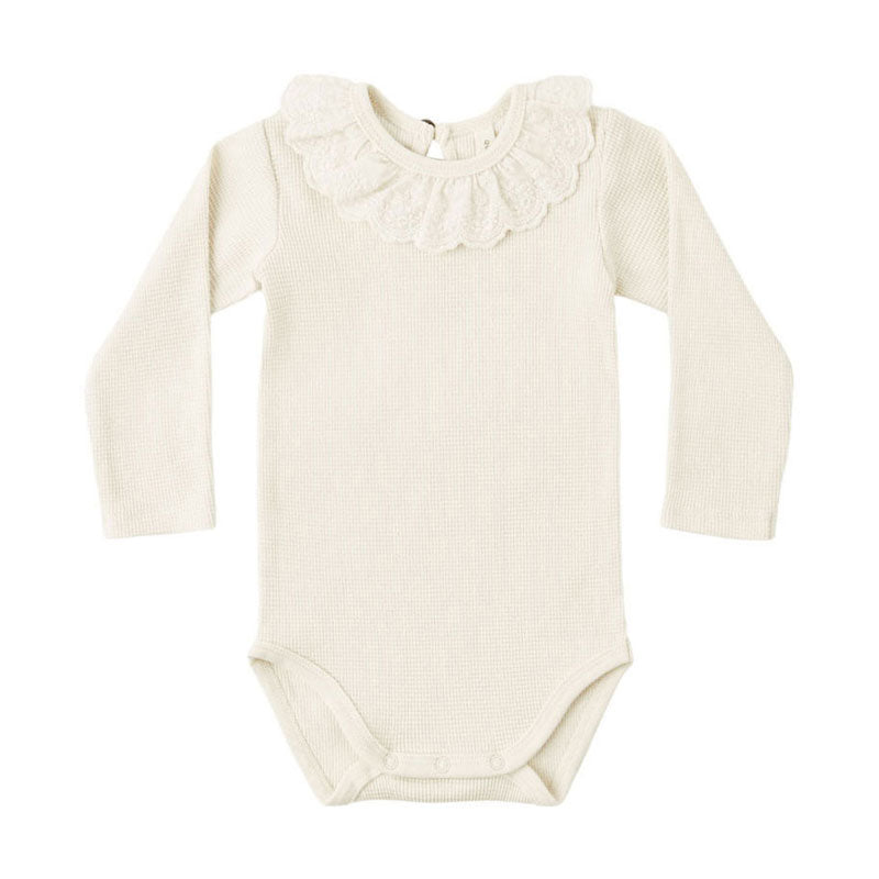 Quincy Mae Natural Ruffle Collar Bodysuit