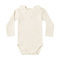 Quincy Mae Natural Ruffle Collar Bodysuit