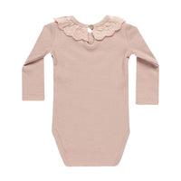 Quincy Mae Blush Ruffle Collar Bodysuit