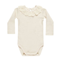 Quincy Mae Natural Ruffle Collar Bodysuit