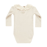 Quincy Mae Natural Ruffle Collar Bodysuit
