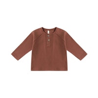 Quincy Mae Cranberry Henley Knit Top
