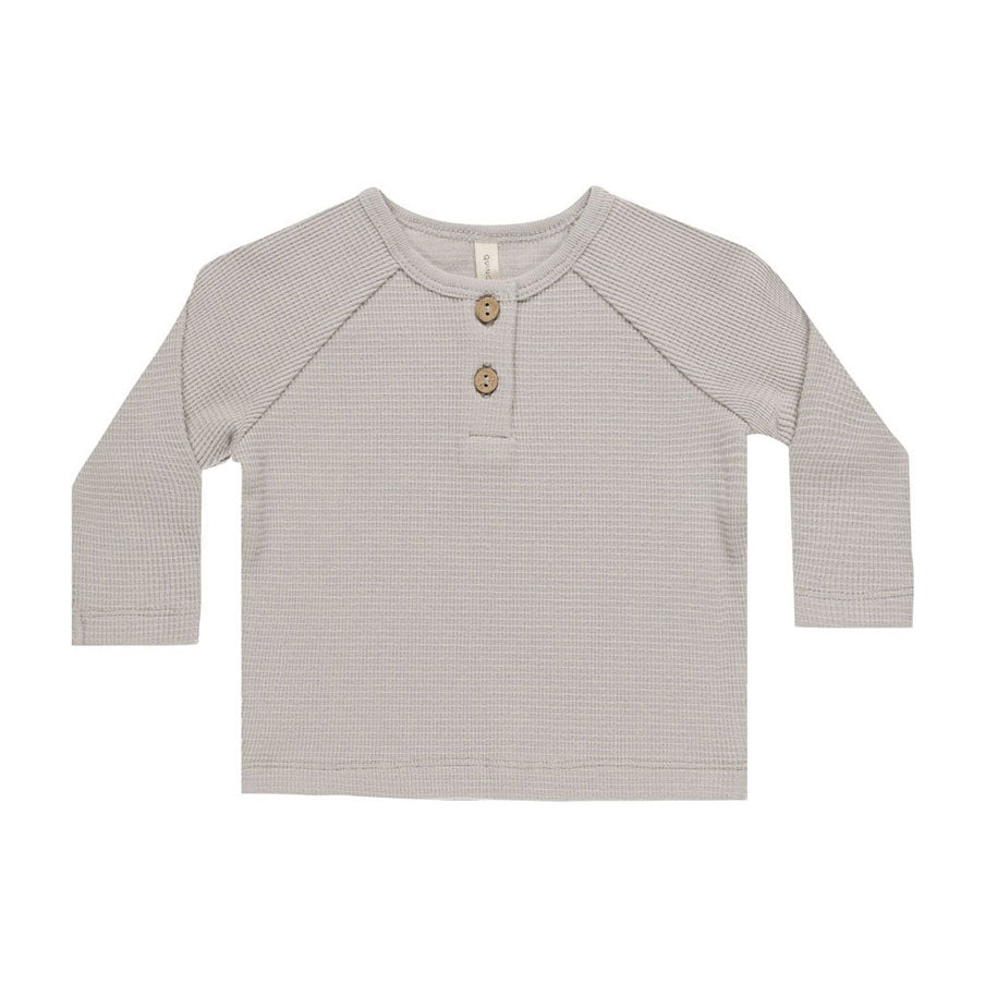 Quincy Mae Fog Henley Knit Top